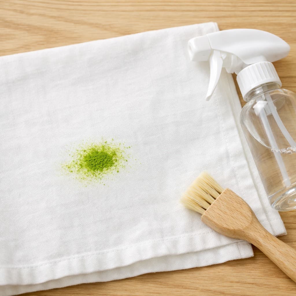 Geeft matcha vlekken op kleding, kopjes en oppervlakken?