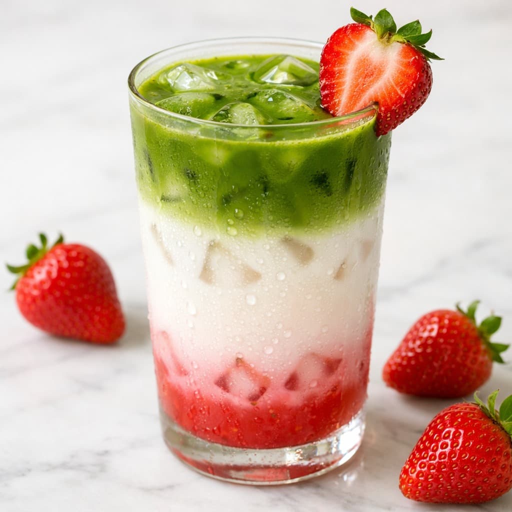 Strawberry matcha latte