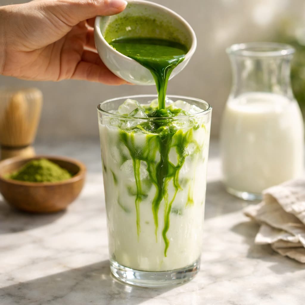 Iced matcha latte recept (snel en makkelijk)
